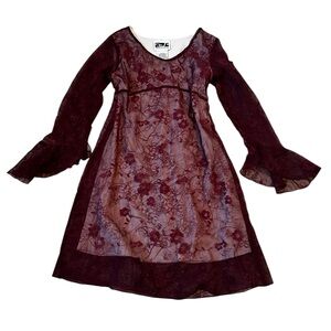 Vintage Speechless Girls Floral Babydoll Dress Flare Sleeve Goth Whimsygoth